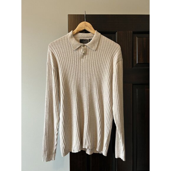 Cream 2 Button Polo J. Ferrar Medium - Picture 1 of 7